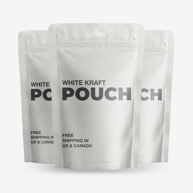 Custom Printed White Kraft Stand Up Pouches